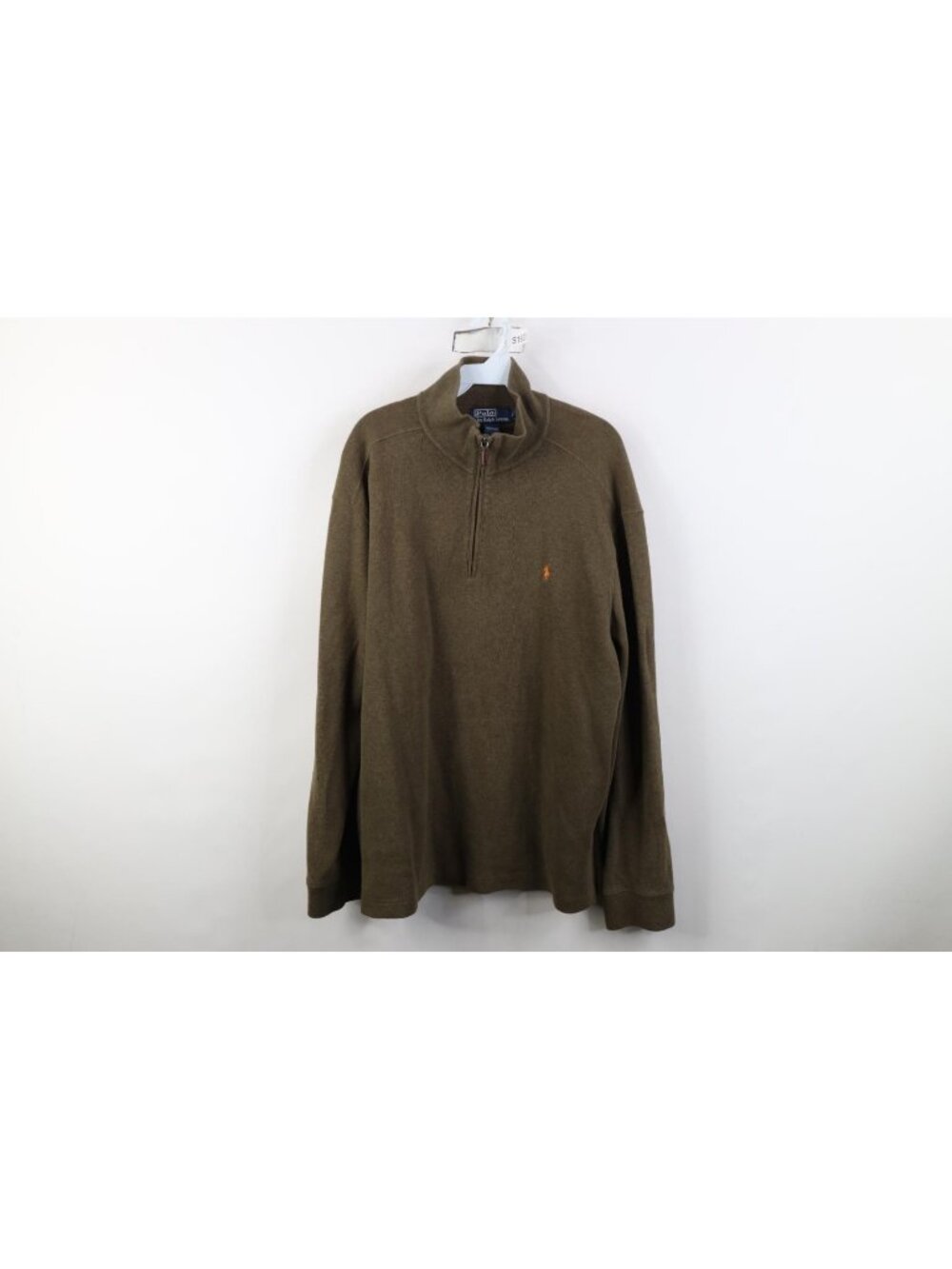 Vintage 90s Ralph Lauren Mens Large Faded Cotton Ribbed Knit 1/4 Zip Sweater USA